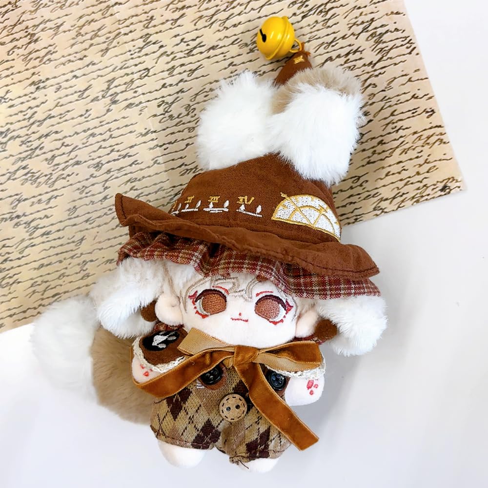 Wizard Plush Clothes [Hat, Tail, Overalls, and Collar Set] for 10cm, Brown, Plush Clothes, Kigurumi Accessories, Otaku Activities, Doll, Mascot,