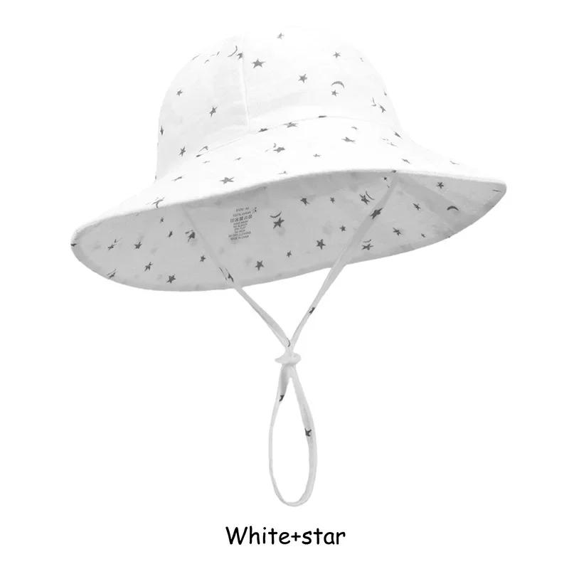 Adjustable Baby Summer Hat Muslin Children Panama Cap for Girls Boys 100% Cotton Kids Bucket Hat Outdoor Beach Infant Cap 1-3Y