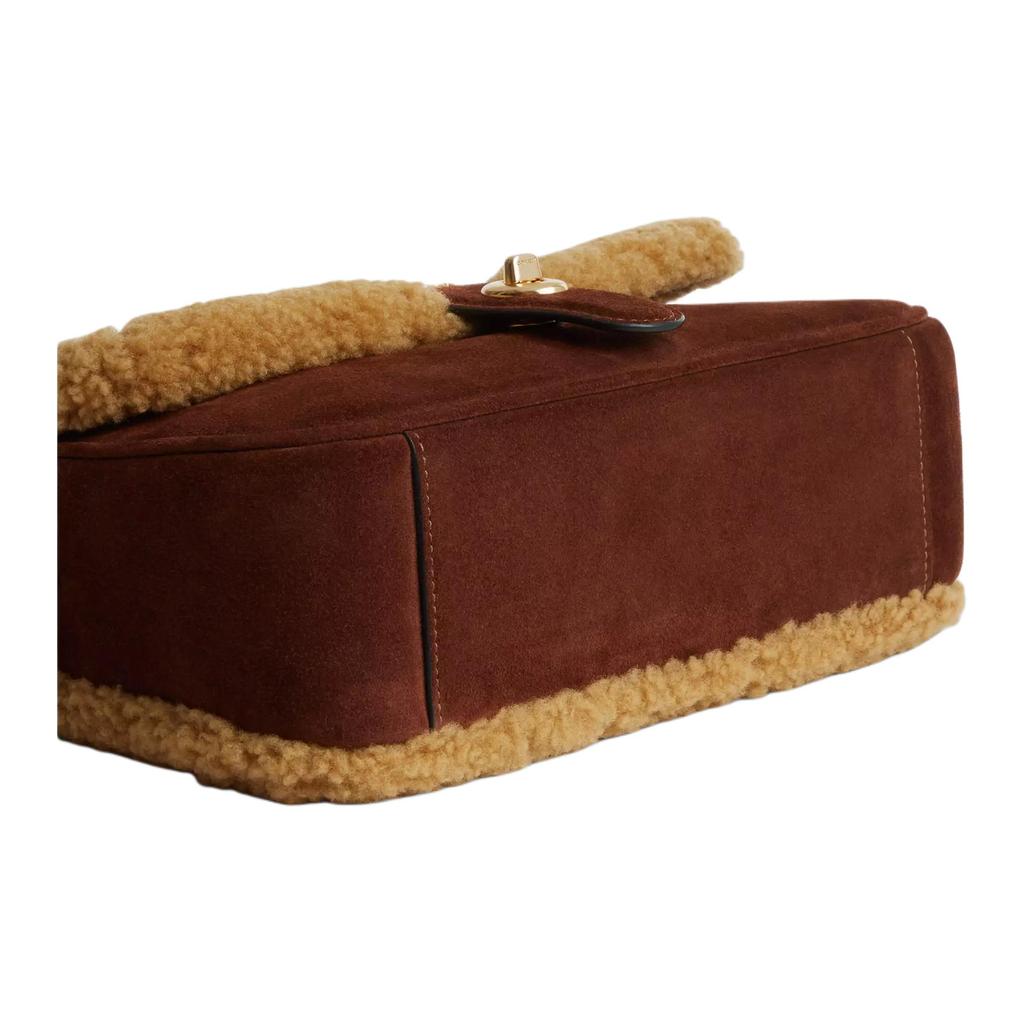 Coach Hadley 24 Abnehmbarer Griff Wildleder und Lammfell Leder Schultertasche Damen Schultertasche Vintage-Braun CDL68-IMYMY