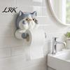 Space Bathroom Organizer Toilet Paper Holder, Cat Shape Wall Mounted No Drilling Towel Holder Rack, with Phone Multi-Purpose Damaging Mount
