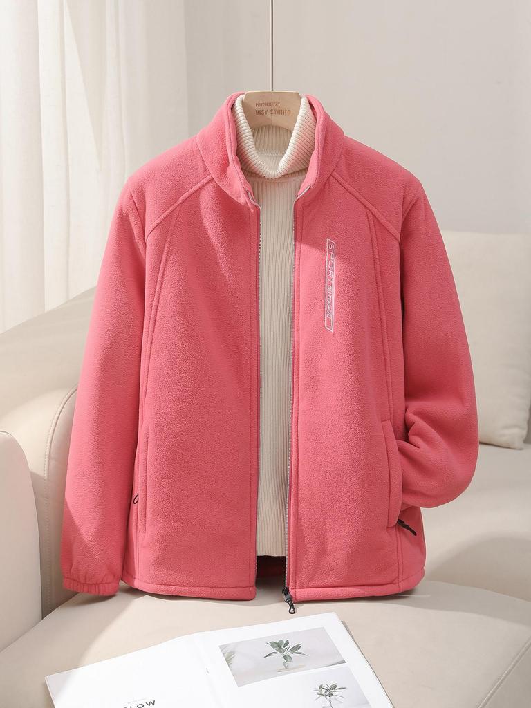 Double-Sided Fleece Women's Hoodie - Soft, Skin-Friendly, Stand Collar, Zipper for Autumn/Winter
