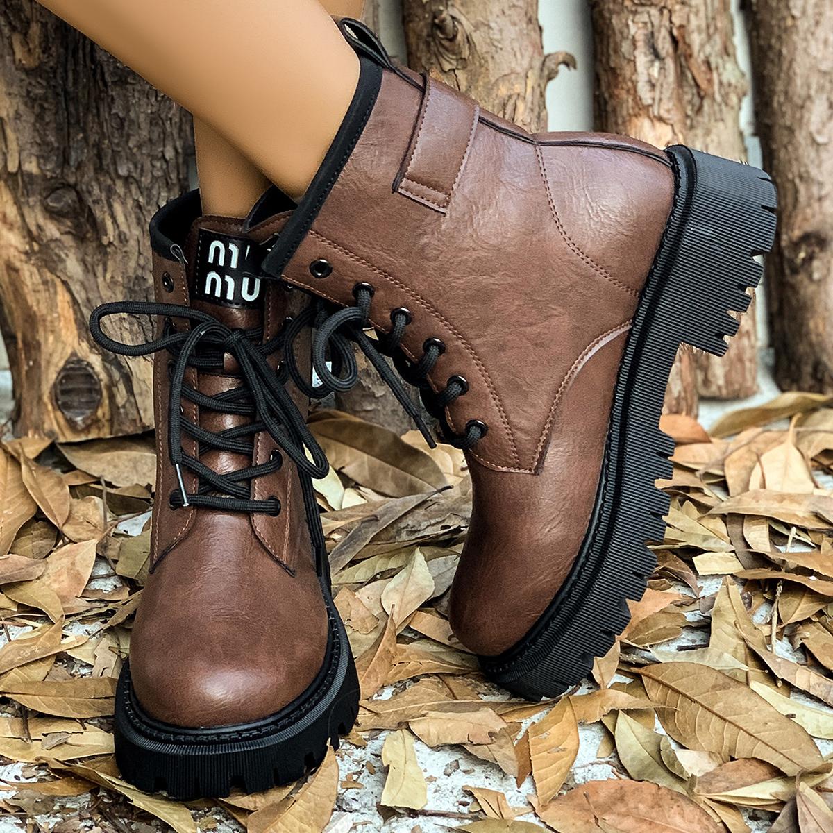 

мода женские модные армейские ботинки черные ботильоны на платформе со шнуровкой женские осенне-зимние пряжки нескользящие ботинки из искусственной кожи 2024 40