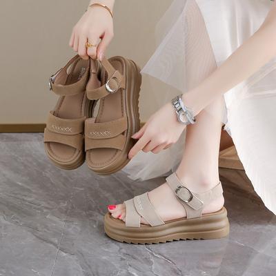 Fashion Women's Sandals Summer New Fashion Retro Thick-soled Platform Sandals Women's Luxury Open Toe Casual Beach Flat Women's Shoes