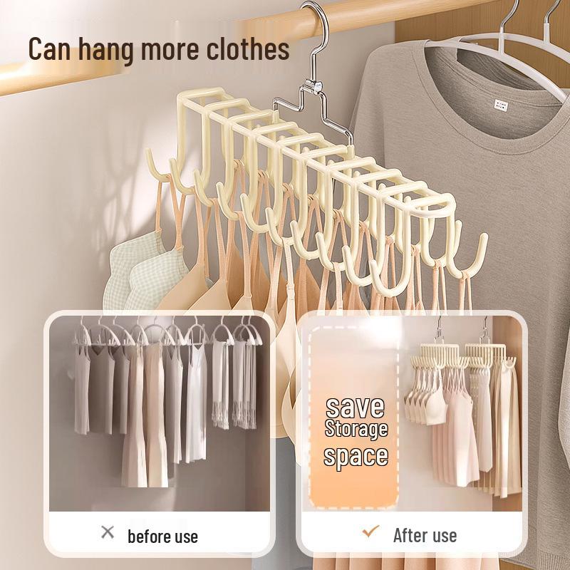 Dual-Sided Multi-Layer Clothes and Underwear Rack with Double-Row Hooks