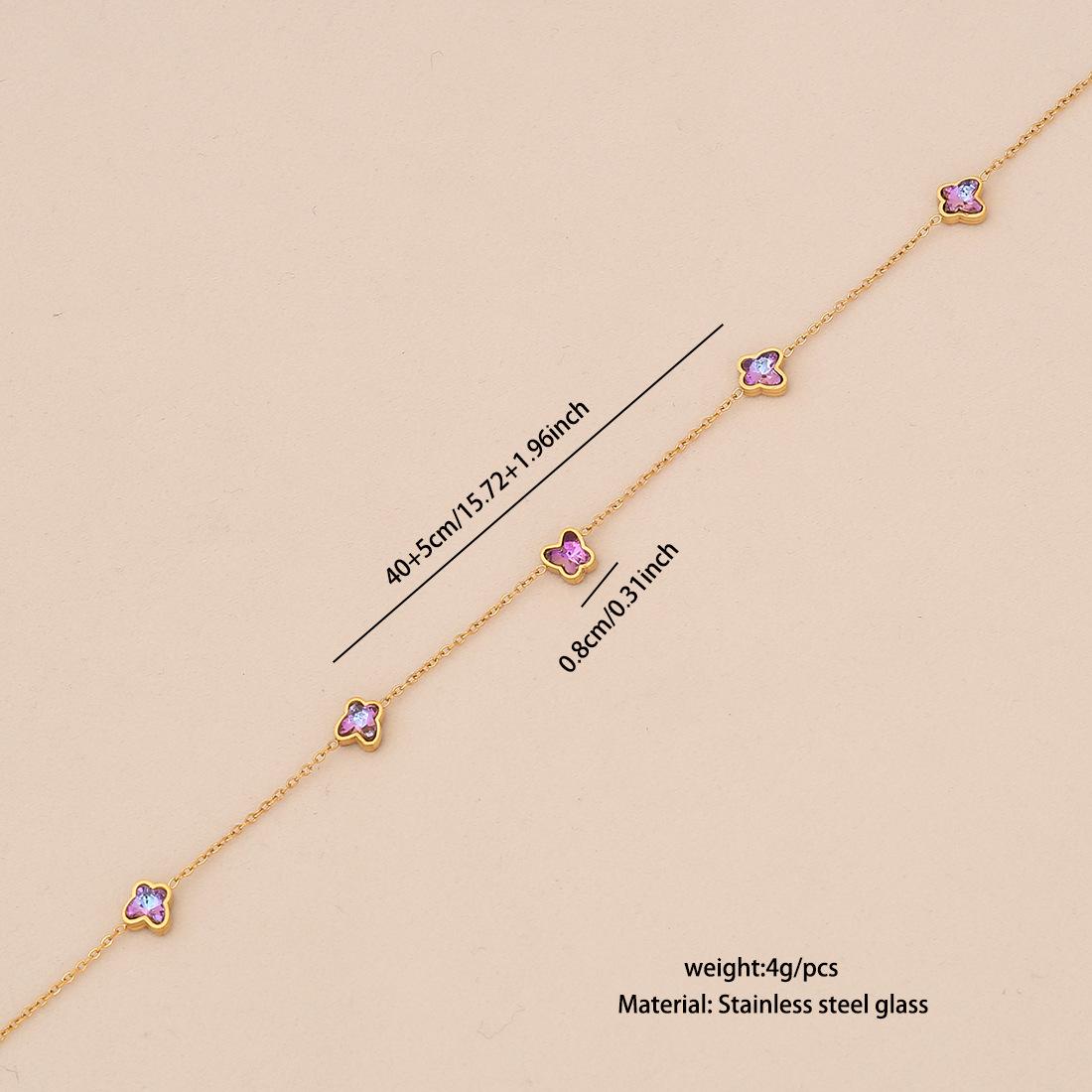 Heart Butterfly Stainless Steel Clavicle Chain Flower Teardrop Necklace New Cross-border Jewelry
