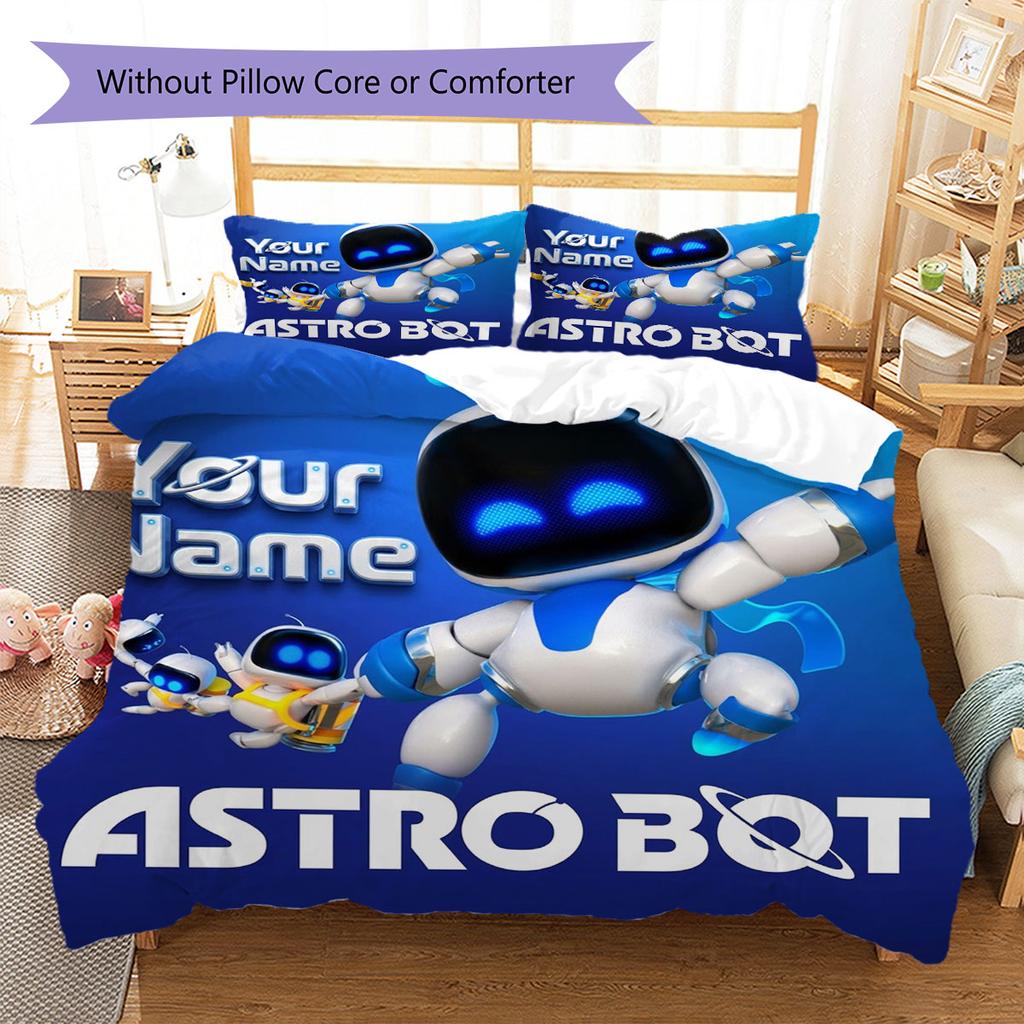 ASTRO BOT Custom Name Pattern Bedding,Quilt Set Quilt Cover Pillowcase Home Birthday Gift(1 * Duvet Cover + 2 * Pillowcase, Without Core)