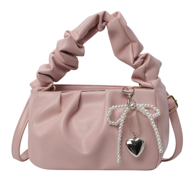 Cloud Pleated Small Square Bag Simple Casual Messenger Bag Bow Portable Shoulder Bag Women's Casual Versatile