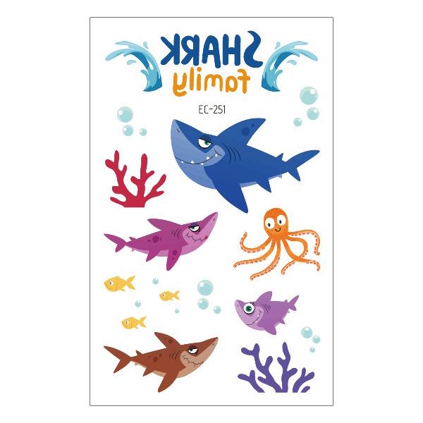 Waterproof Children's Pirate Shark Tattoo Stickers - Birthday Party & Cartoon Design
