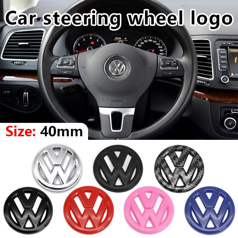 hijk1 ABS Carbon Fiber Pattern Car Logo Steering Wheel Decoration Sticker Accessories For VW R Gti Line Passat Golf 5 6 Polo Scirocco