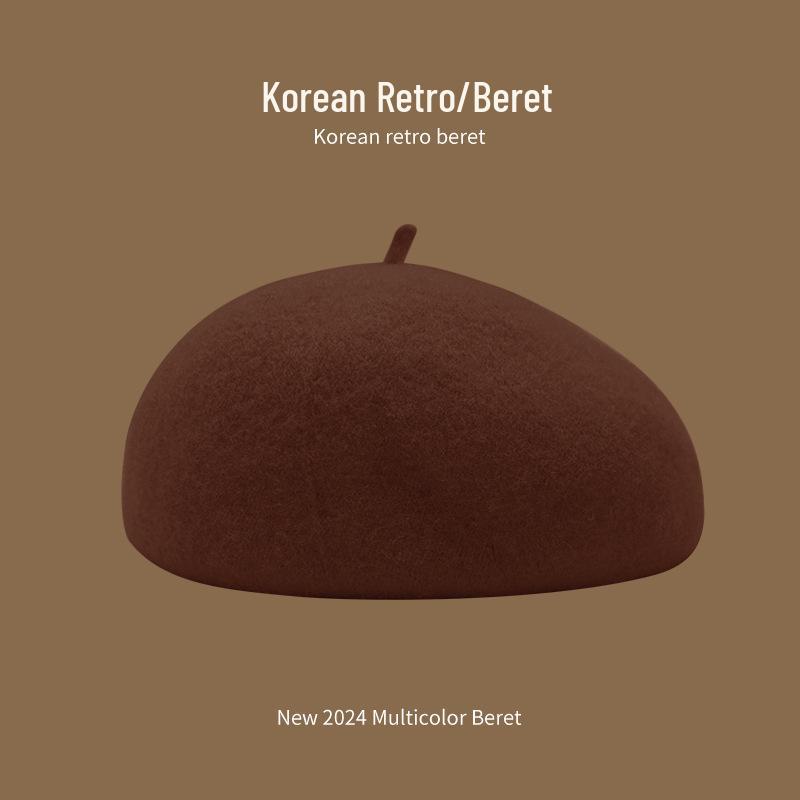 Korean Style Women's Wool Knit Beret – Warm Retro Octagonal Hat
