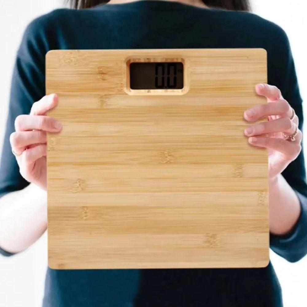 Square Bamboo Weight Scale 180KG Model Electronic Weighing Scale Smart Body Fat Scale Bathroom