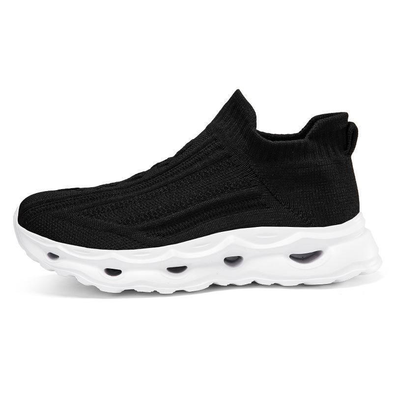 Fashion Four Seasons New Lazy Straight Casual Men's and Women's Shoes Knitted Mesh Breathable Thick Bottom Cushioned Running Shoes