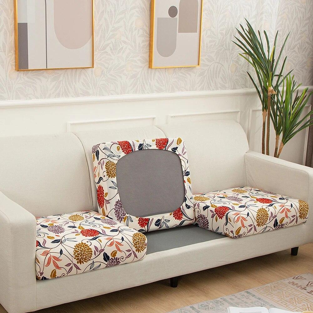 1/2/3/4 Seater Sofa Seat Cushion Cover for Living Room Pets Kids Furniture Printing Stretch Washable Removable Chair Seat Cover