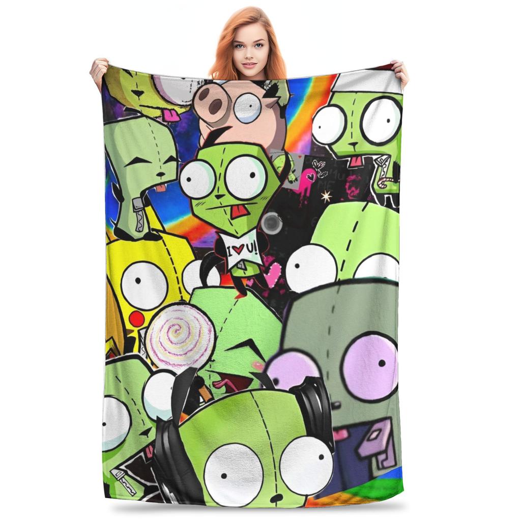 Invader Zim Gir Dib Robot Blankets Flannel Textile Decor  Portable Super Soft Throw Blanket for Bed Car Bedspread
