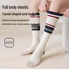 Professionelle Kompressions-Sportsocken für Laufen, Yoga, Tennis & Fitness - Atmungsaktiv Gestreift Hoher Schaft für Herbst & Winter