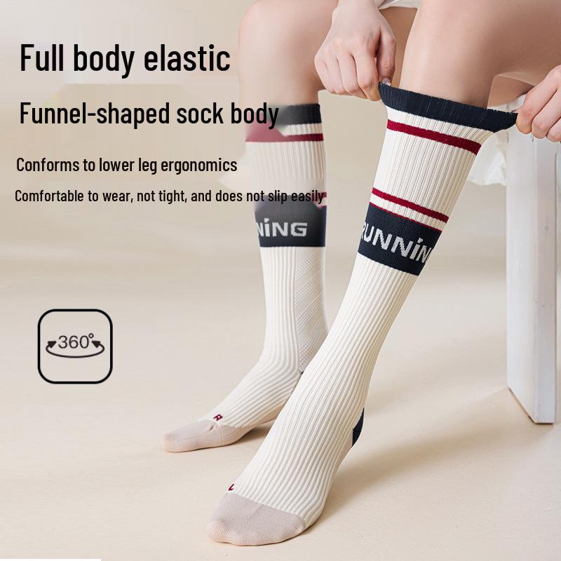 Professionelle Kompressions-Sportsocken für Laufen, Yoga, Tennis & Fitness - Atmungsaktiv Gestreift Hoher Schaft für Herbst & Winter