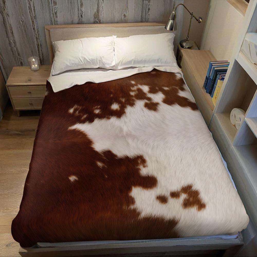 Brown White Cow Flannel Blanket Warm Soft Halloween Christmas Couch Warm Cozy Decorative Decor Gift for All Season