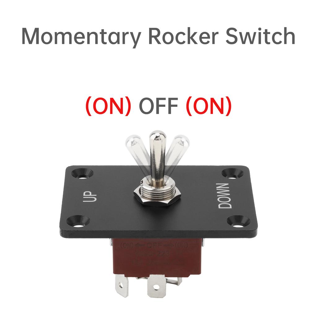 Wasserdichter Auto-Reset Boots-Wippschalter Kippschalter: AUF/AB Momentan 3-Positionen (EIN/AUS/EIN) für 12V/24V Motoren, Marine Kippschalter mit Platte
