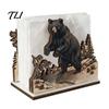 Sturdy Napkin Holder for Home Decor Rustic Wooden Holder, Octopus/Bird/Goose/Turtle/Black Bear/Elephant Pattern, Compact Tissue Stylish Organizer