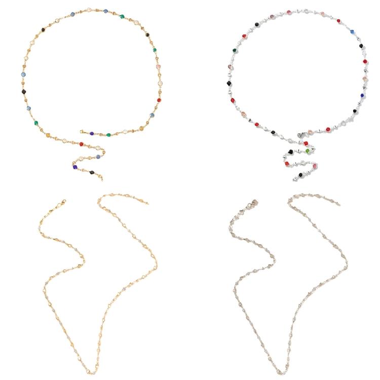Eye Catching Colorful Crystal Neckpiece Adjustable Length Clavicle Chain Long Y-Shaped Neckchain for Fashion Ladies