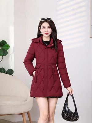 2025 Women's Fashion Hooded Mid-Length Winter Cotton Coat - Thick, Cotton-Padded Jacket