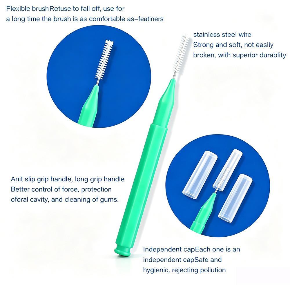Daily Oral Hygiene Interdental Brush 0.09cm 0.04In Portable Teeth Interspace Cleaner Disposable Dental Gap Cleaning Too