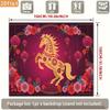 2D Lunar New Year Photography Backdrop with Golden Horse, Flowers and Red Lanterns