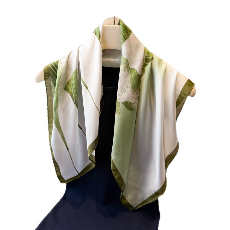 Women's Imitation Silk Square Scarf Soft Satin Print Wrap Foulard Neckerchief Bandannas Hair Skinny Tie Scarves Shawls Travel