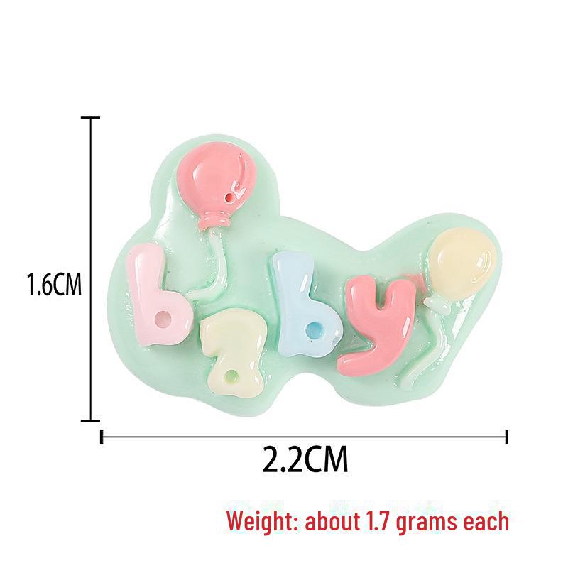 Colorful Bright Surface Baby Letter Cloud DIY Cream Glue Phone Case, Resin Accessories, Handmade Hairpin, and Hair Rope Material.