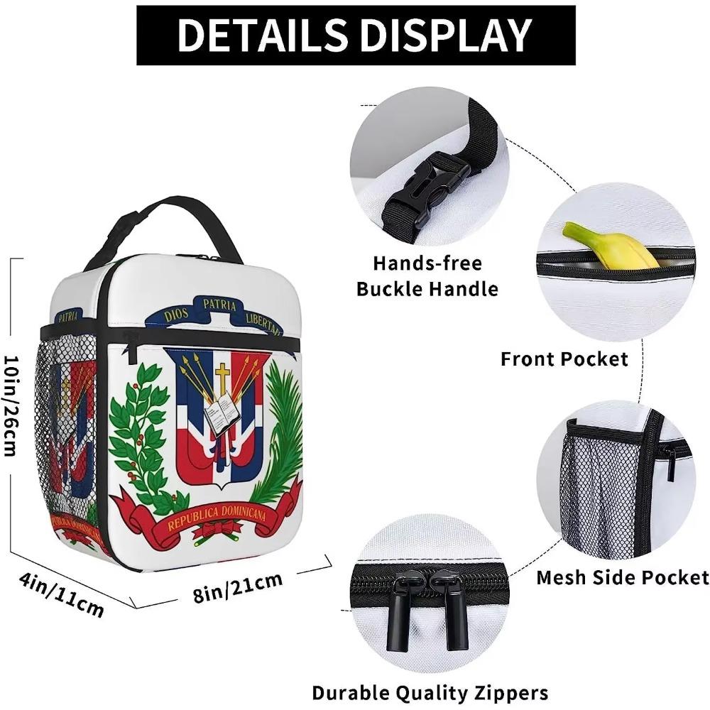 Dominikanische Flagge Brotdose Wiederverwendbare Isolierte Lunchtasche Thermokühlertasche für Jungen Mädchen Frauen Schule Picknick Arbeit Reisen Wandern