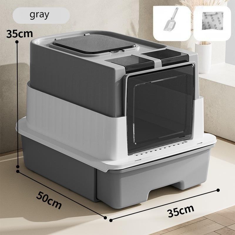 

Large Drawer Cat Litter Box Home Deodorizing Cat Bedpans Enclosed Pet Supplies Cat Toilet Pet Bedpan Tray Pet Cleaning Supplies серый