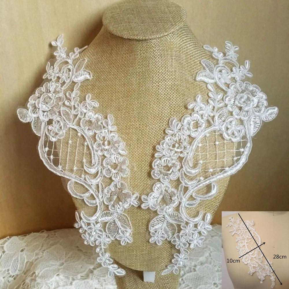 Black White Gold Floral Embroidered Patches Breast Flower DIY Clothing Applique Lace Fabrics Applique Hollow Out