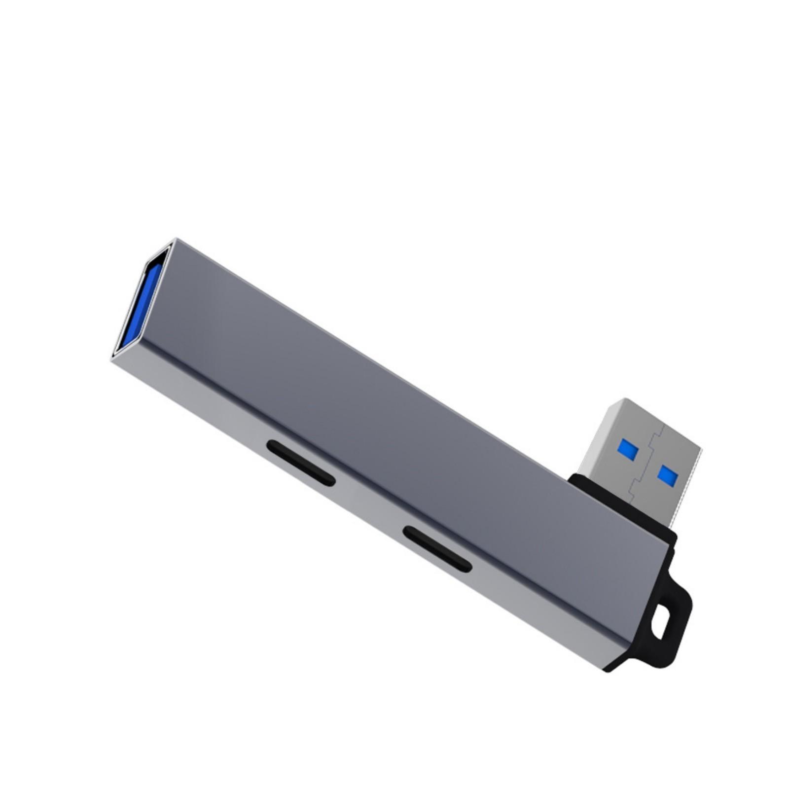 

Компактный USB3.0 хаб USB3.0 на 2 Type-C и USB3.0 хаб для легкого расширения портов Совместим с Windows Mac OS Linux Android серый