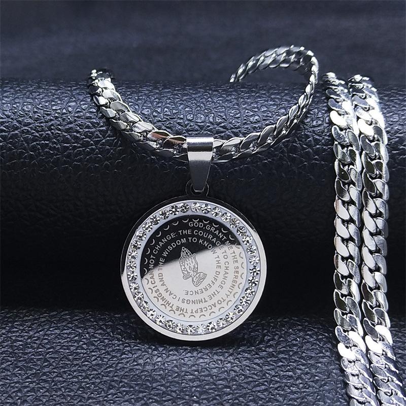 

Zirconia Pendant Necklace Round Stainless Steel Gold Black Silver Tone Women Jewelry Fashion Gift