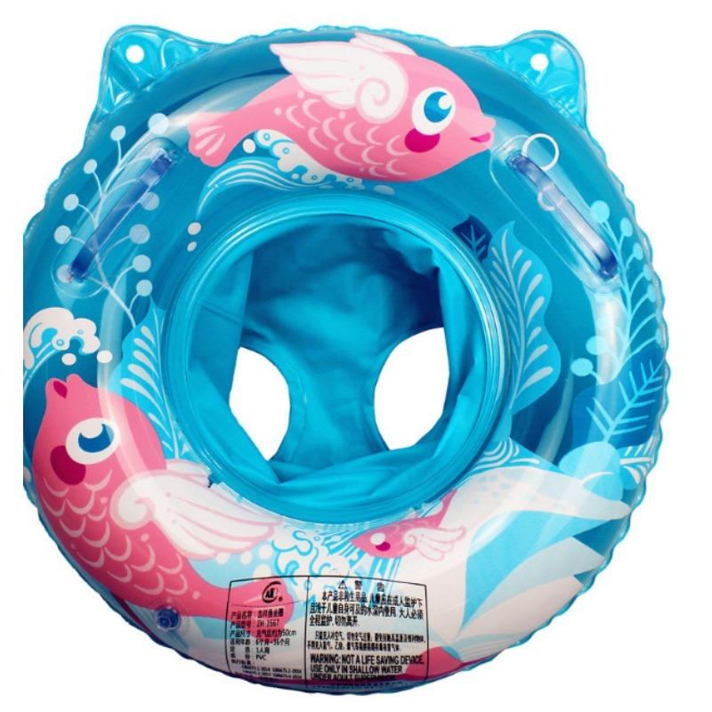 

Детский плавательный круг, надувной плавательный круг для младенцев с безопасным сиденьем и ручкой, аксессуары для бассейна, для малышей от 3 до 36 месяцев 50*50*22.5cm
