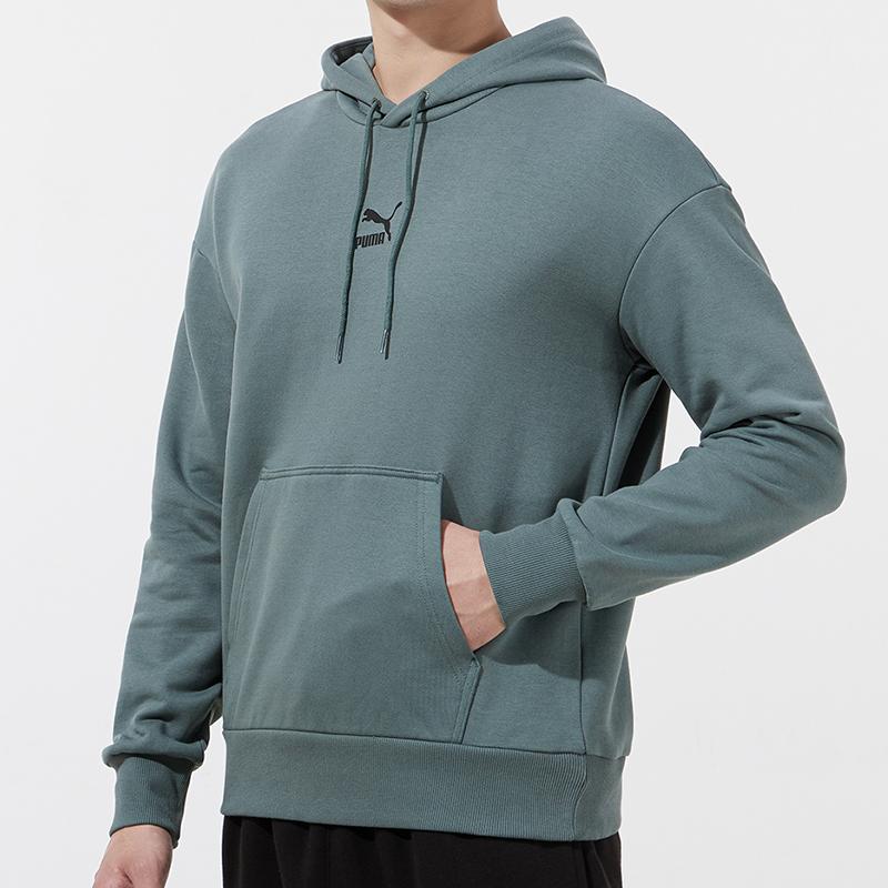 Puma Classics Oversized Pullover Hoodie with Drawstring Men Hoodie Green 533114-68