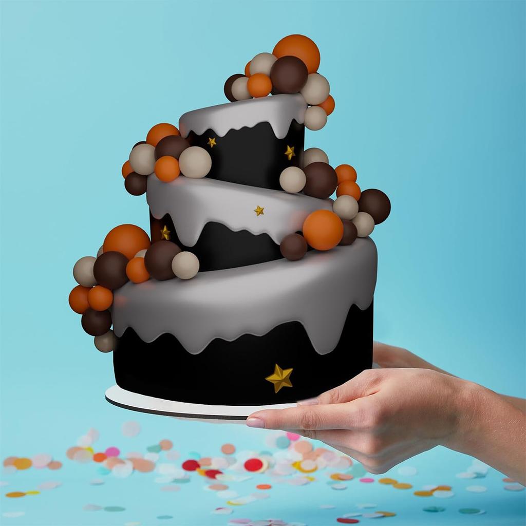 33 Pcs Khaki/Orange/Brown Balls DIY Cake Topper Mini Balloons Cupcake Toppe Decoration for Anniversary/Birthday/Halloween