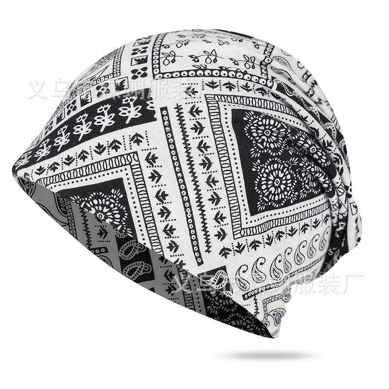 Soft printed thin cotton men's and women's headgear hip hop hipster fashion pullover hat scarf cover dual-purpose hat