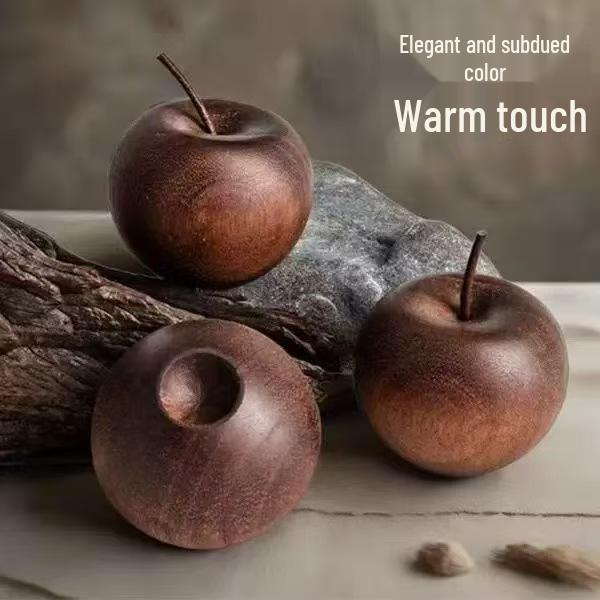 Solid Wood Apple Aromatherapy Diffuser for Home and Car - Wooden Handicraft Ornament