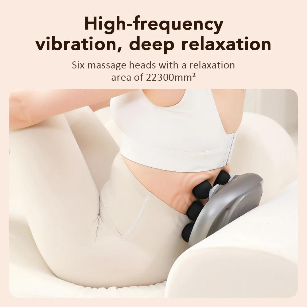 Electric Fascia Gun 6 Heads Massage Gun Muscle Relaxation Body Massager Deep Tissue Muscle Relief Back Leg Neck Massage Machine