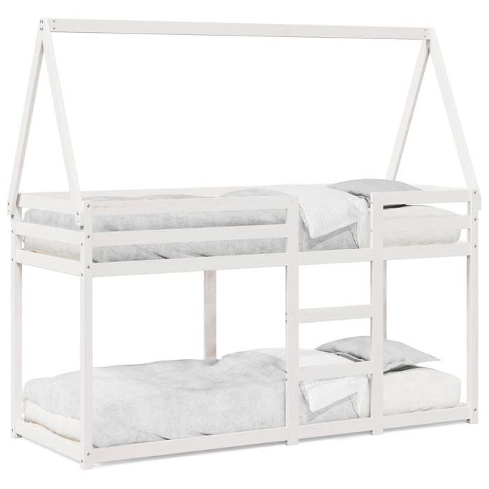VidaXL Lit superposé avec toit blanc 90x200 cm bois de pin massif, lit, cadre de lit, lit mezzanine, meuble de chambre, 3282077
