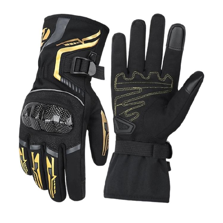 

Motorcycle Riding Gloves Winter Waterproof Thermal Insulated Mens Gear with Carbon Fiber Impact Resistance for Travel XXL золотий