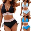 2024 New Style V-Neck Cross-Border Bikini Set: Conservative High-Waisted Triangle Swimsuit for Women