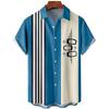 1116 New Hawaiian Beach Shirt Men's 1D Striped Digital Printing Men's Shirt