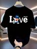 Cartoon Bear Love Letter Graphic Tee for Unisex Breathable 100 Cotton Perfect for Summer Cute Streetwear Casual Style