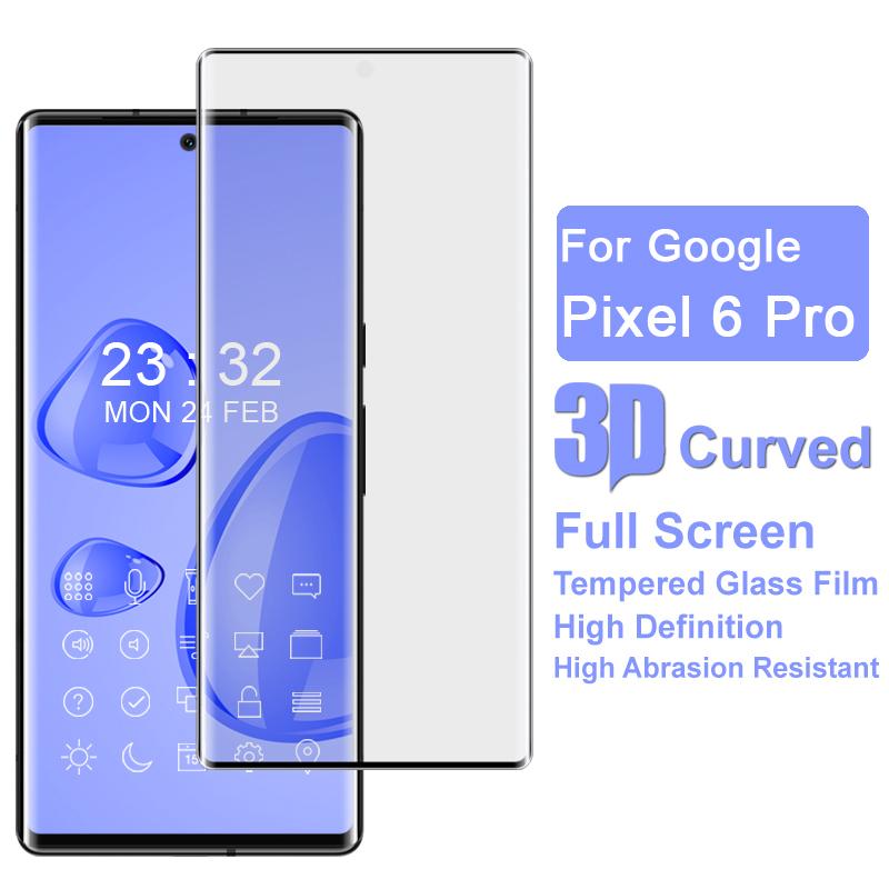 

IMAK для Google Pixel 6 Pro 3D Вигнутий край Повне покриття Прозорий Захисник екрану Загартоване скло Захист від подряпин Плівка з бічним клеєм Type A