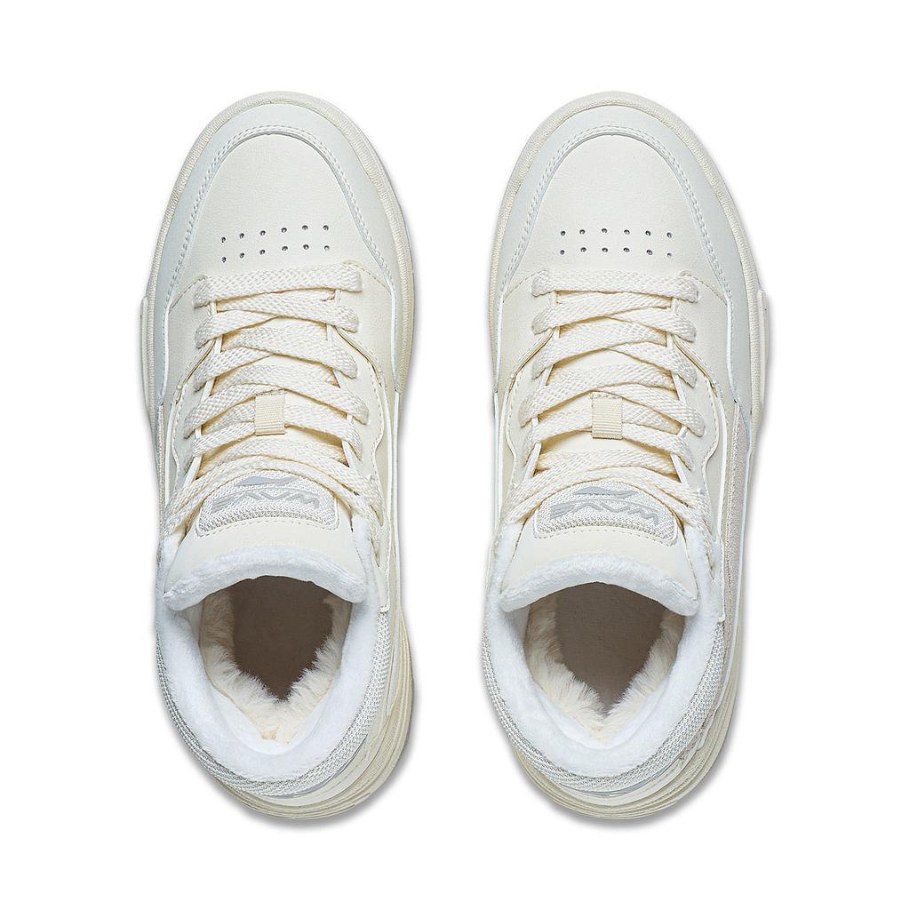 New LiNing Wave Mid Fleece Durable Breathable High Top Skateboard Shoes Women's Ecru AGCT226-1