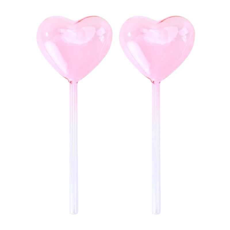 

2Pcs Plant Glass Watering Globes Self Watering Globes Heart Shape Self Watering Bulbs Devices Plant Watering Bulbs
