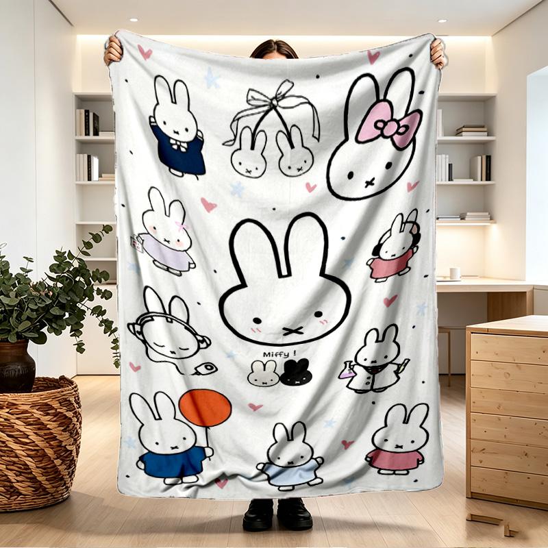 Miffy Print Blanket - Soft & Comfortable, for Bedroom, Travel, Sofa, Home Decoration - Birthday Christmas Gift for Friend