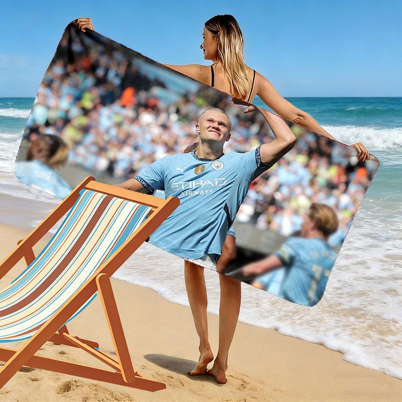 Erling Haaland Druck Strandtuch, Großes Weiches Schnelltrocknendes Handtuch für Strand Camping Schwimmen